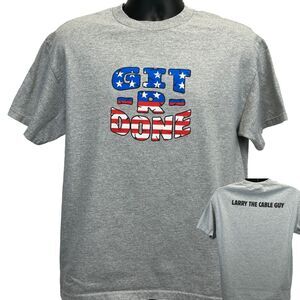 Vintage Y2Ks Larry the Cable Guy Git R Done T Shirt Mens L Large Gray Comedian